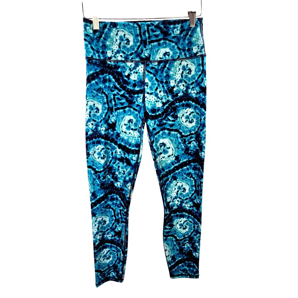 Fabletics Define Womens M Blue Powerflex 7/8 Leggings Tide Pool High Waist UPF50